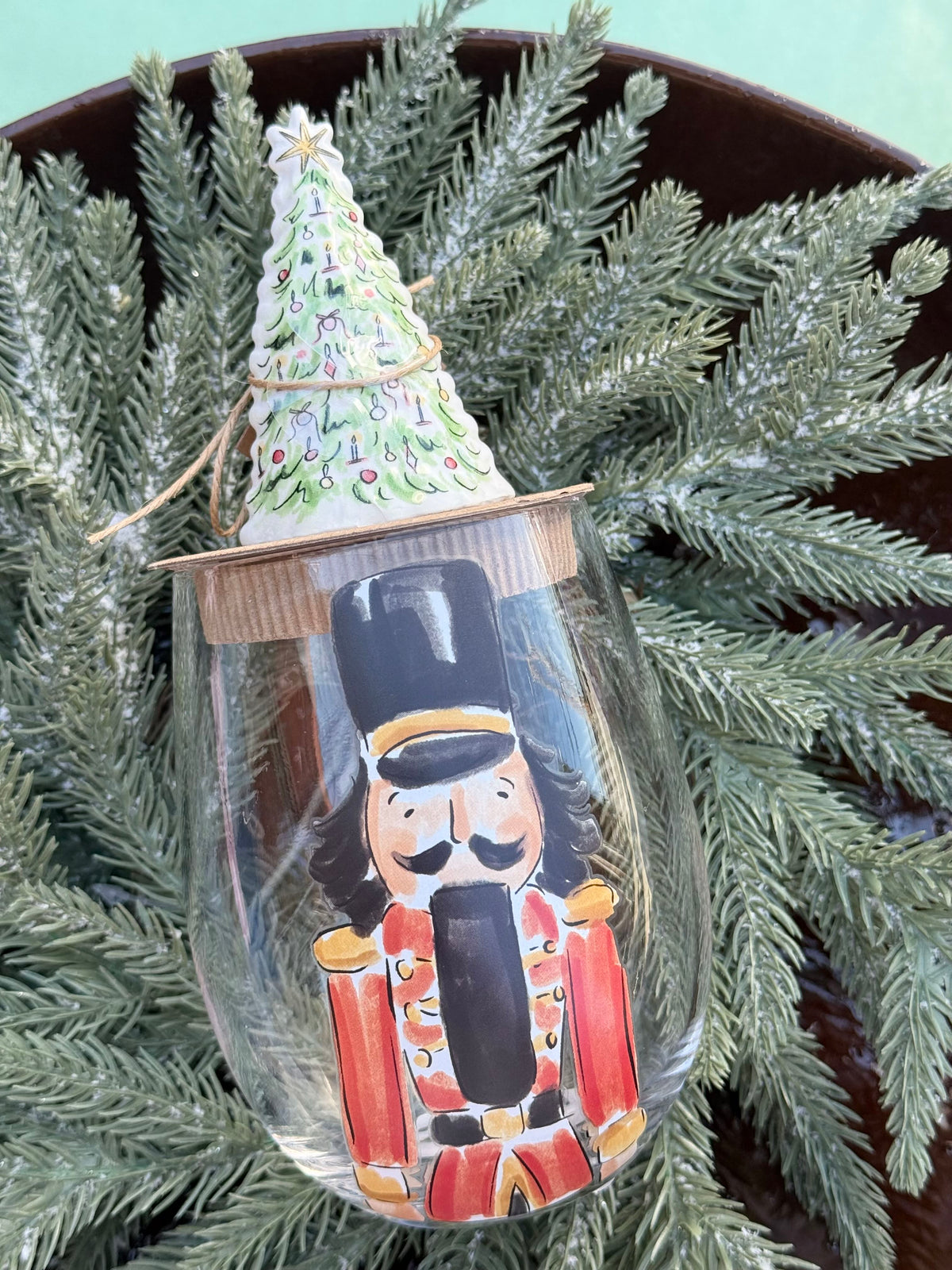 nutcracker wine glass and stopper set
