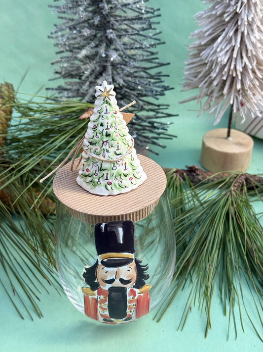 nutcracker wine glass and stopper set