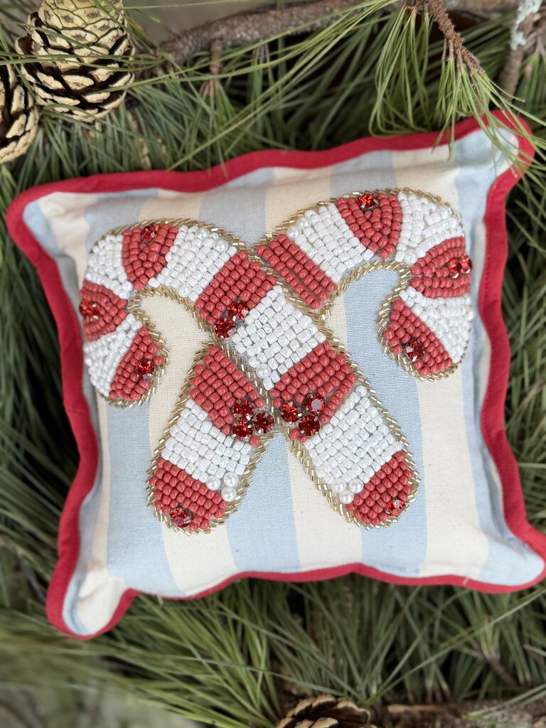candy canes beaded pillow