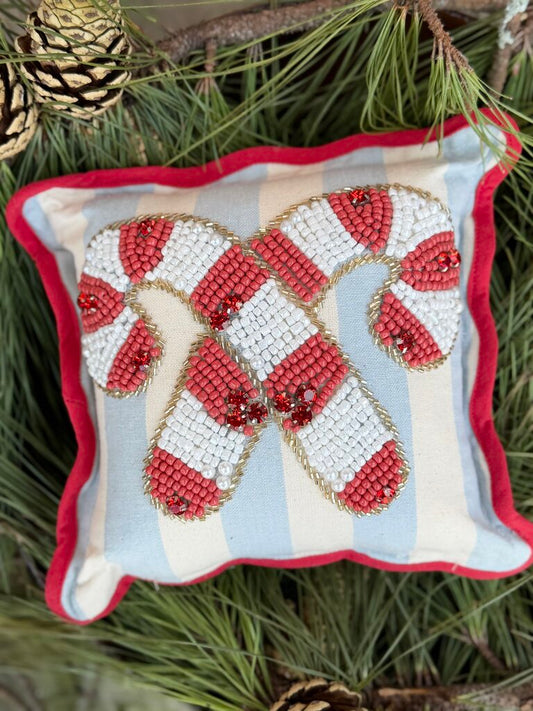 candy canes beaded pillow