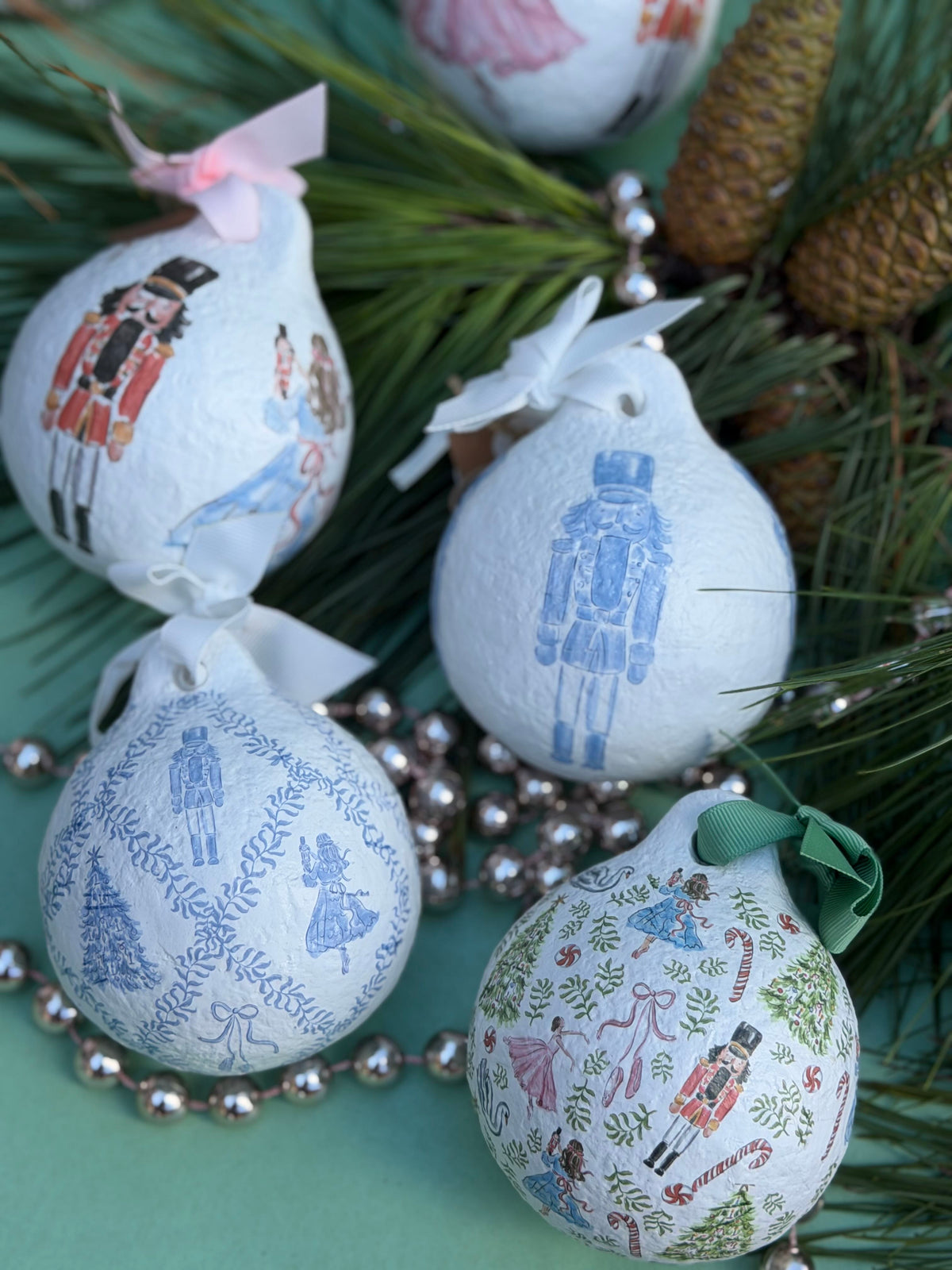 papier-mache ornaments - blue nutcracker