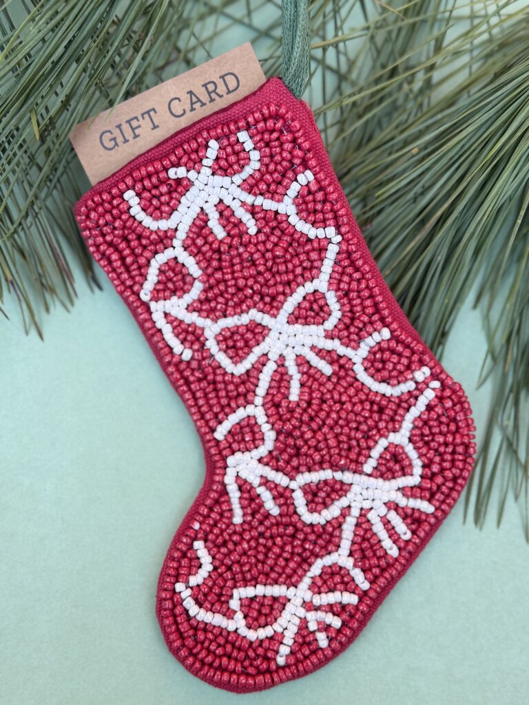 beaded stocking ornament - bows