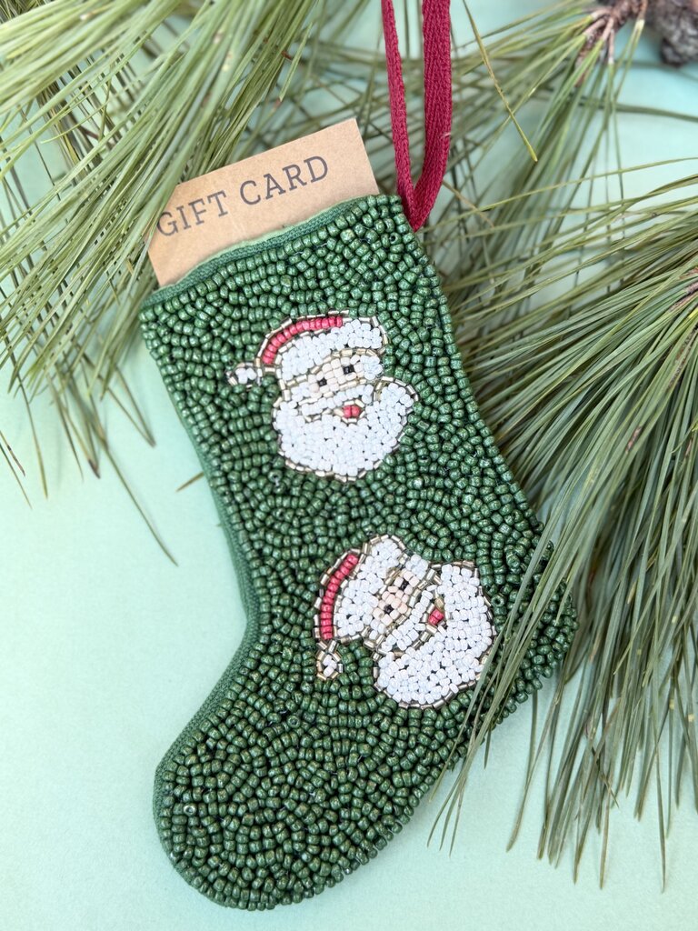 beaded stocking ornament - santa