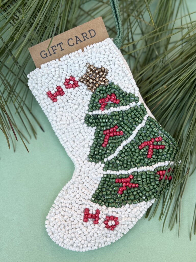 beaded stocking ornament - tree