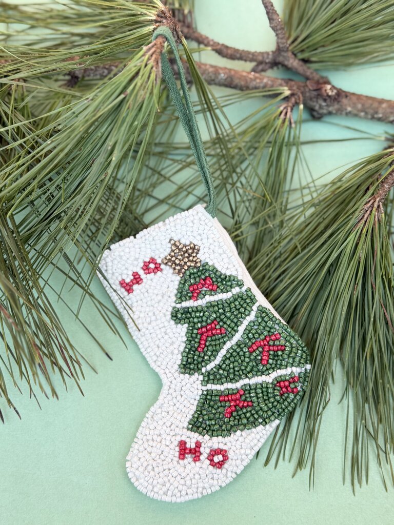 beaded stocking ornament - tree
