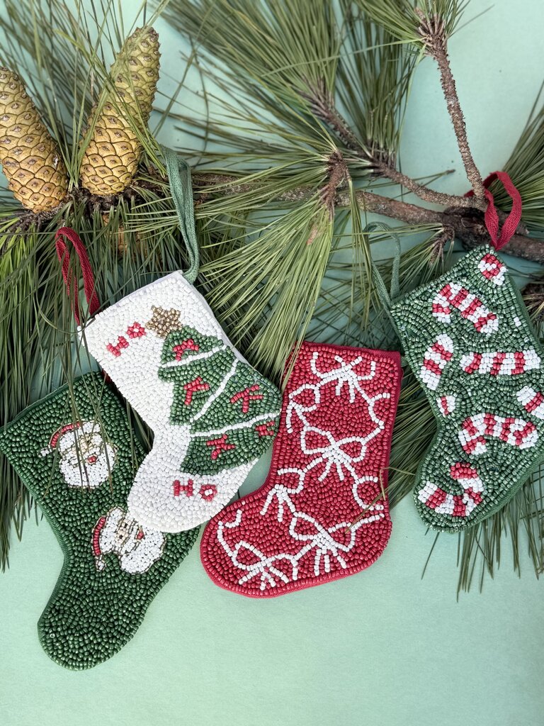 beaded stocking ornament - tree
