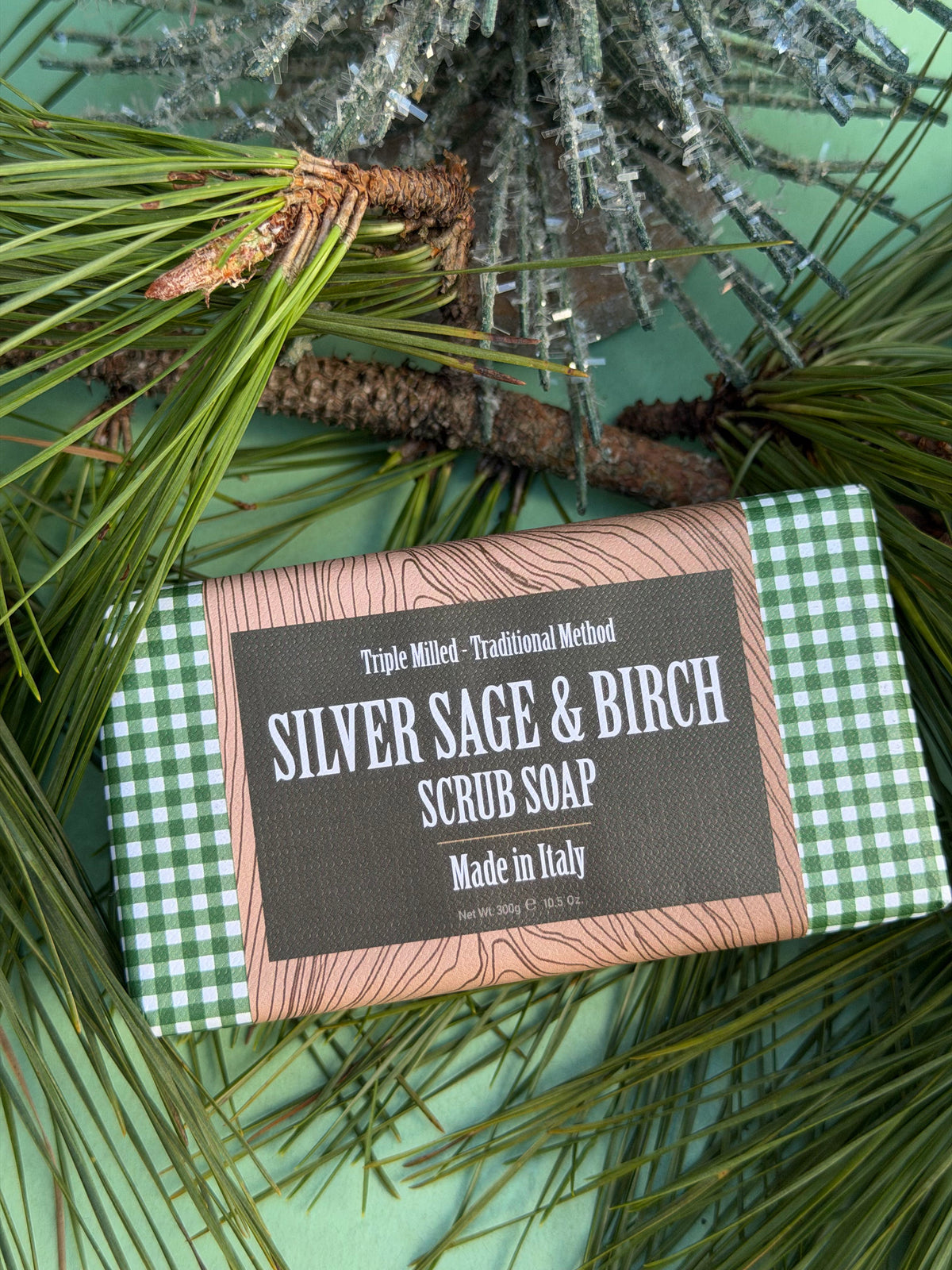 silver sage & birch scrub soap