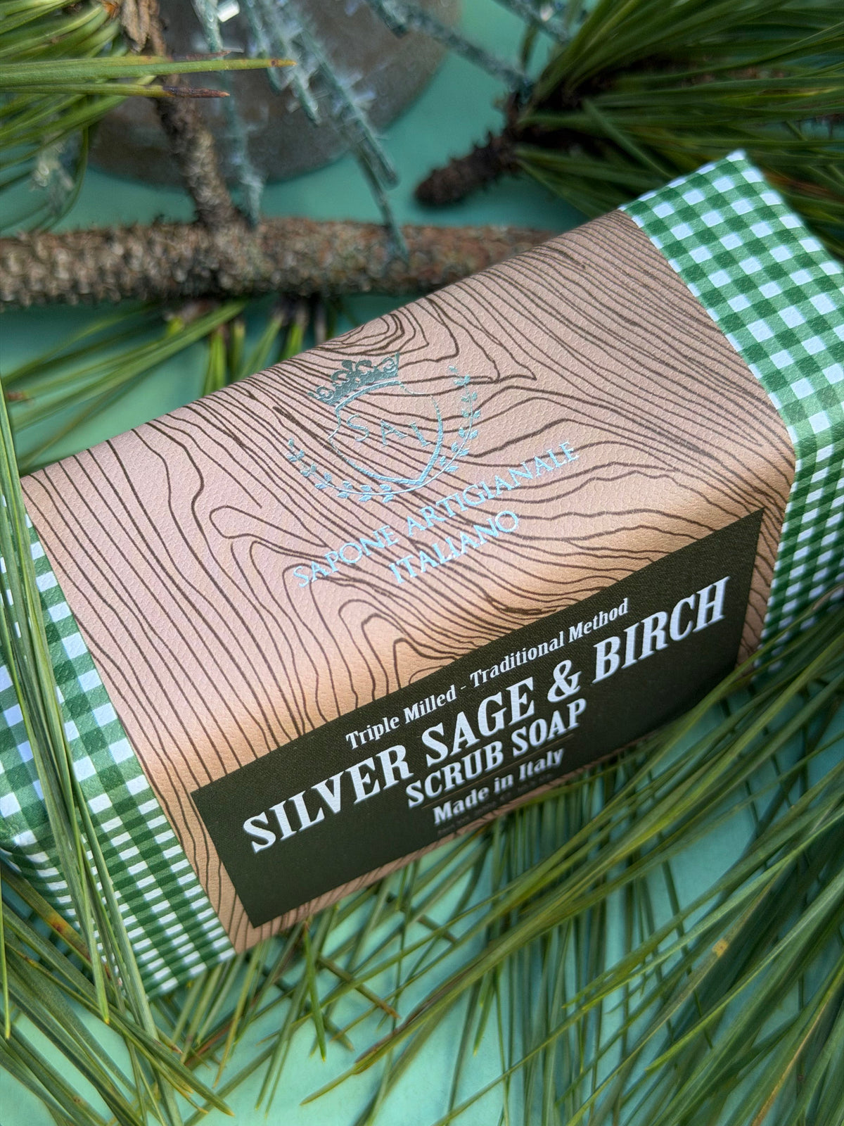 silver sage & birch scrub soap