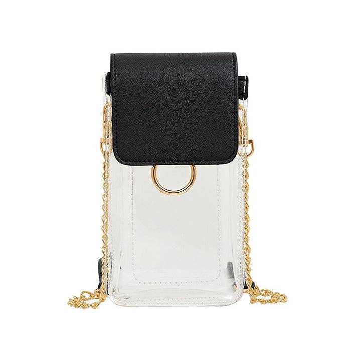 TB28208 Transparent Clear Cell Phone Holder/Crossbody: White Tiger