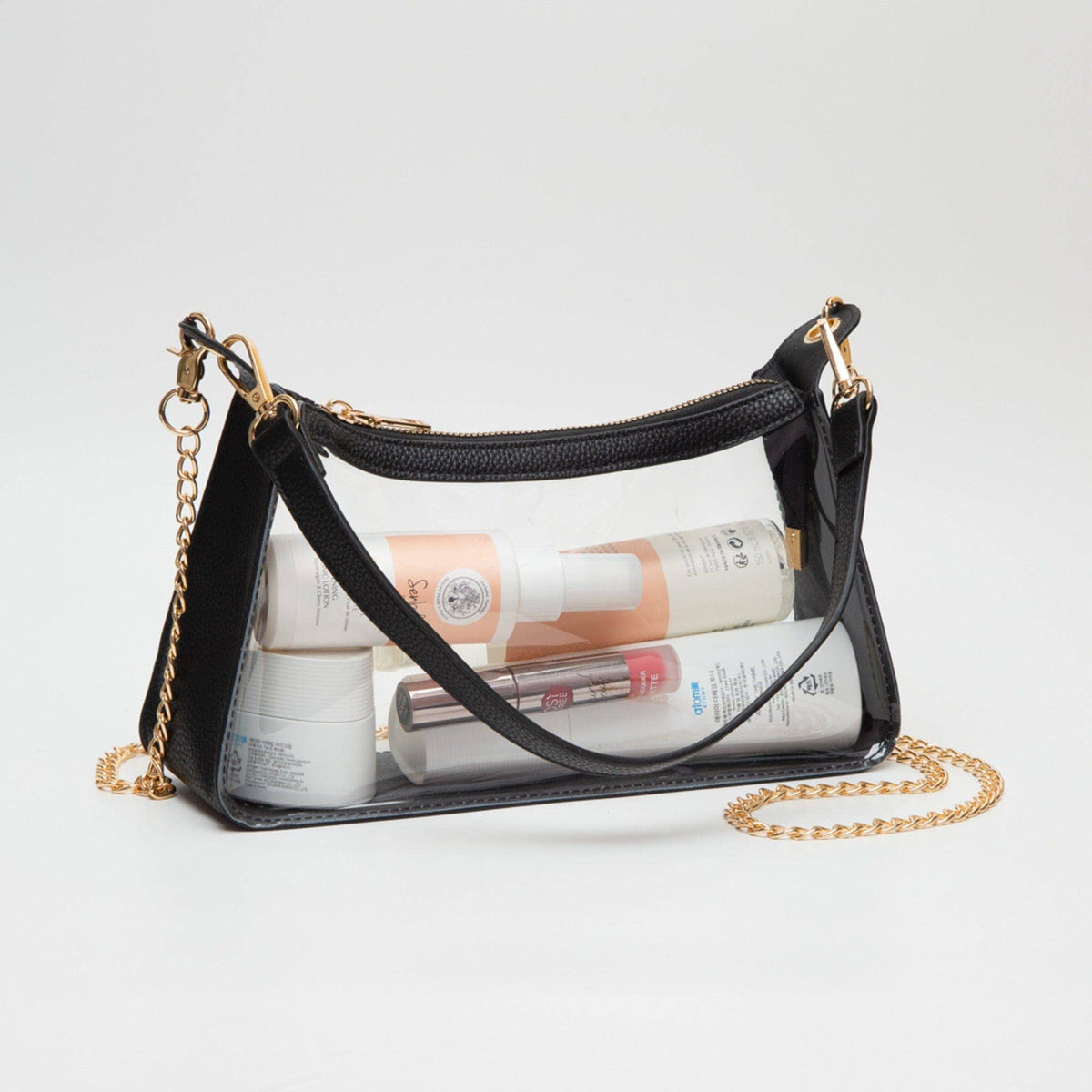 TG10618 Marilyn Clear Satchel Bag With Chain Strap: Burgundy