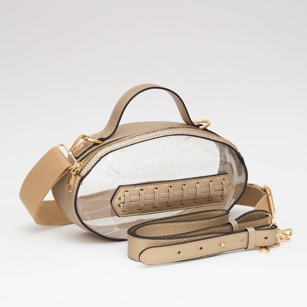 TG10695 Clear Gameday Football Stitch Detail Crossbody Bag: Burgundy