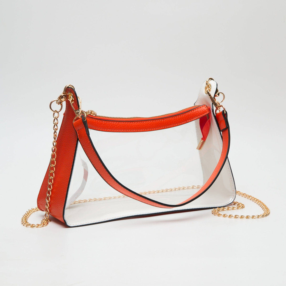 TG10618 Marilyn Clear Satchel Bag With Chain Strap: Burgundy