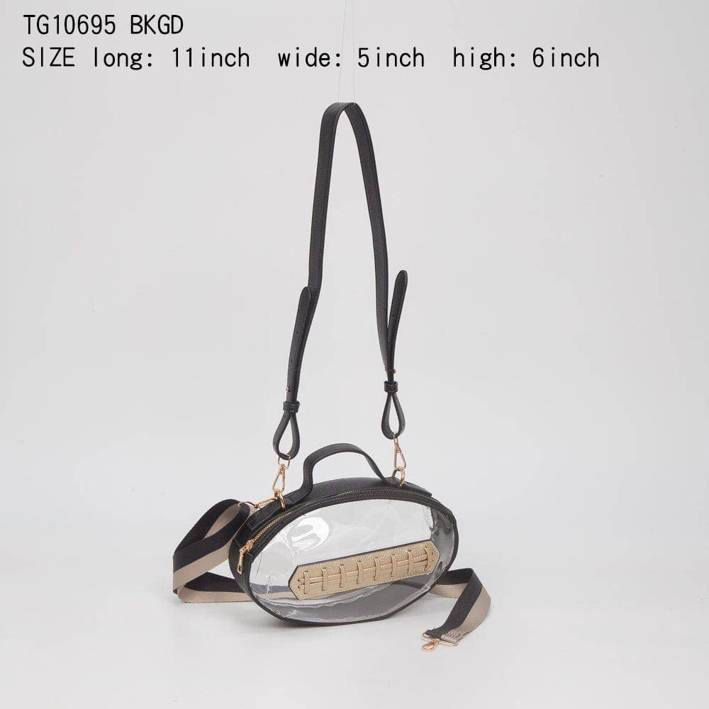 TG10695 Clear Gameday Football Stitch Detail Crossbody Bag: Burgundy