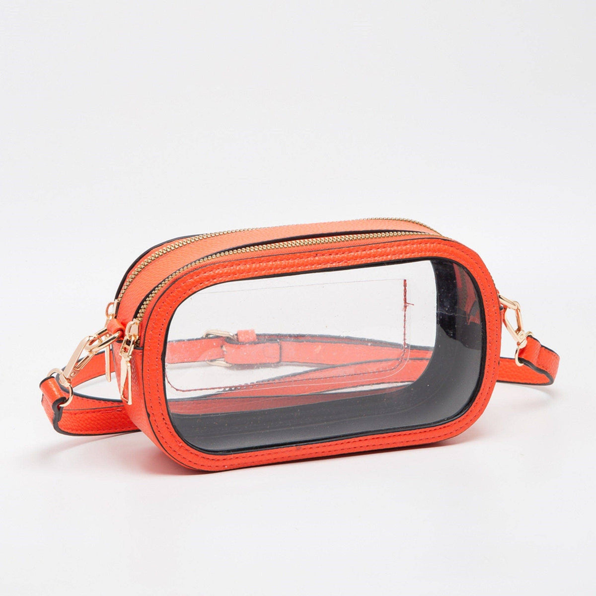 TG10552 Double Zipper Oval Clear Gameday/Stadium Bag: Tan