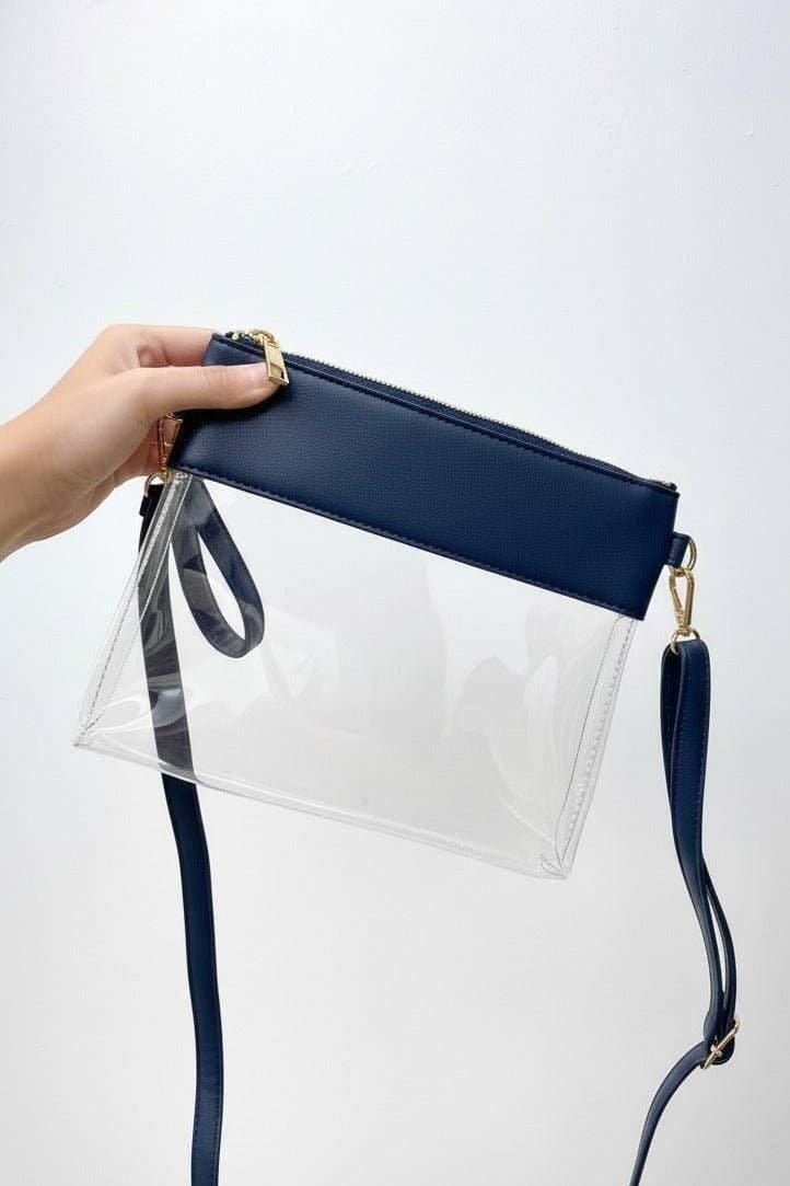 AD200T Game Day Clear Crossbody Bag/Clutch: Silver