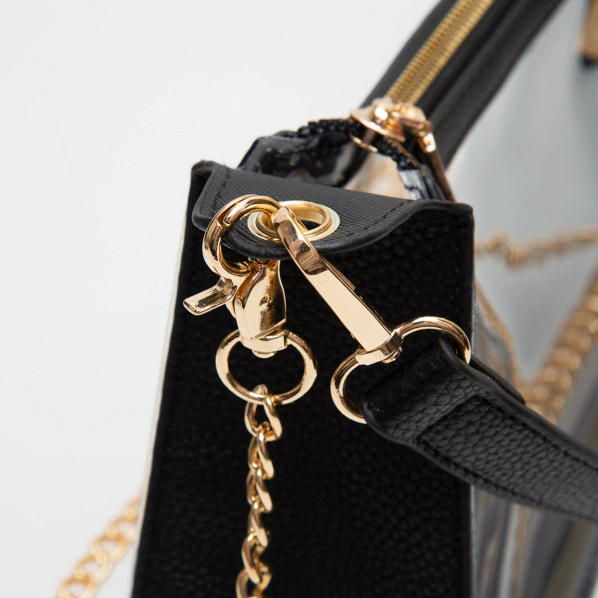 TG10618 Marilyn Clear Satchel Bag With Chain Strap: Burgundy
