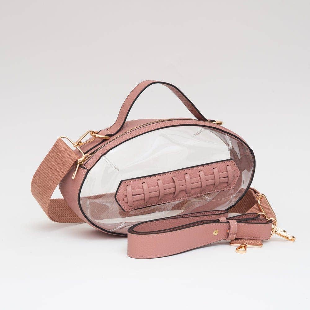 TG10695 Clear Gameday Football Stitch Detail Crossbody Bag: Burgundy