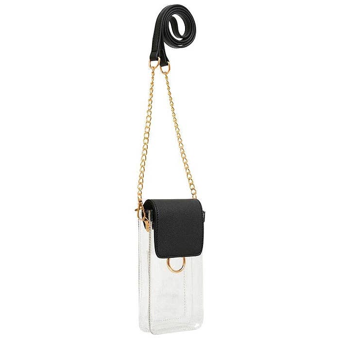 TB28208 Transparent Clear Cell Phone Holder/Crossbody: White Tiger