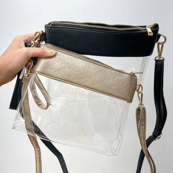 AD200T Game Day Clear Crossbody Bag/Clutch: Silver