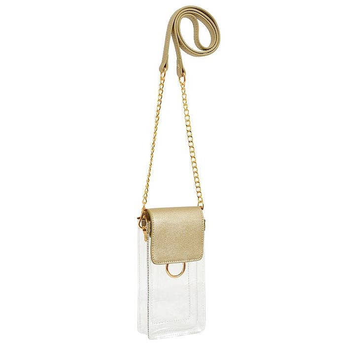 TB28208 Transparent Clear Cell Phone Holder/Crossbody: White Tiger