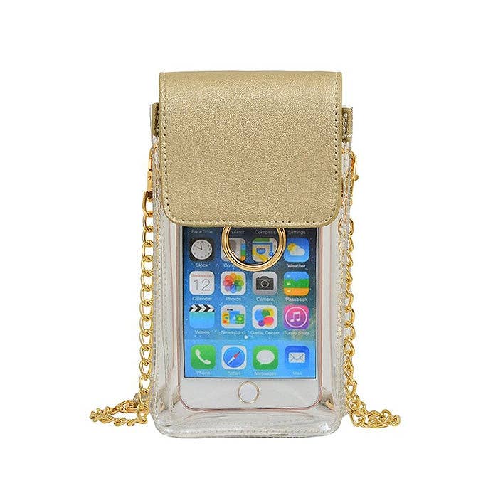TB28208 Transparent Clear Cell Phone Holder/Crossbody: White Tiger