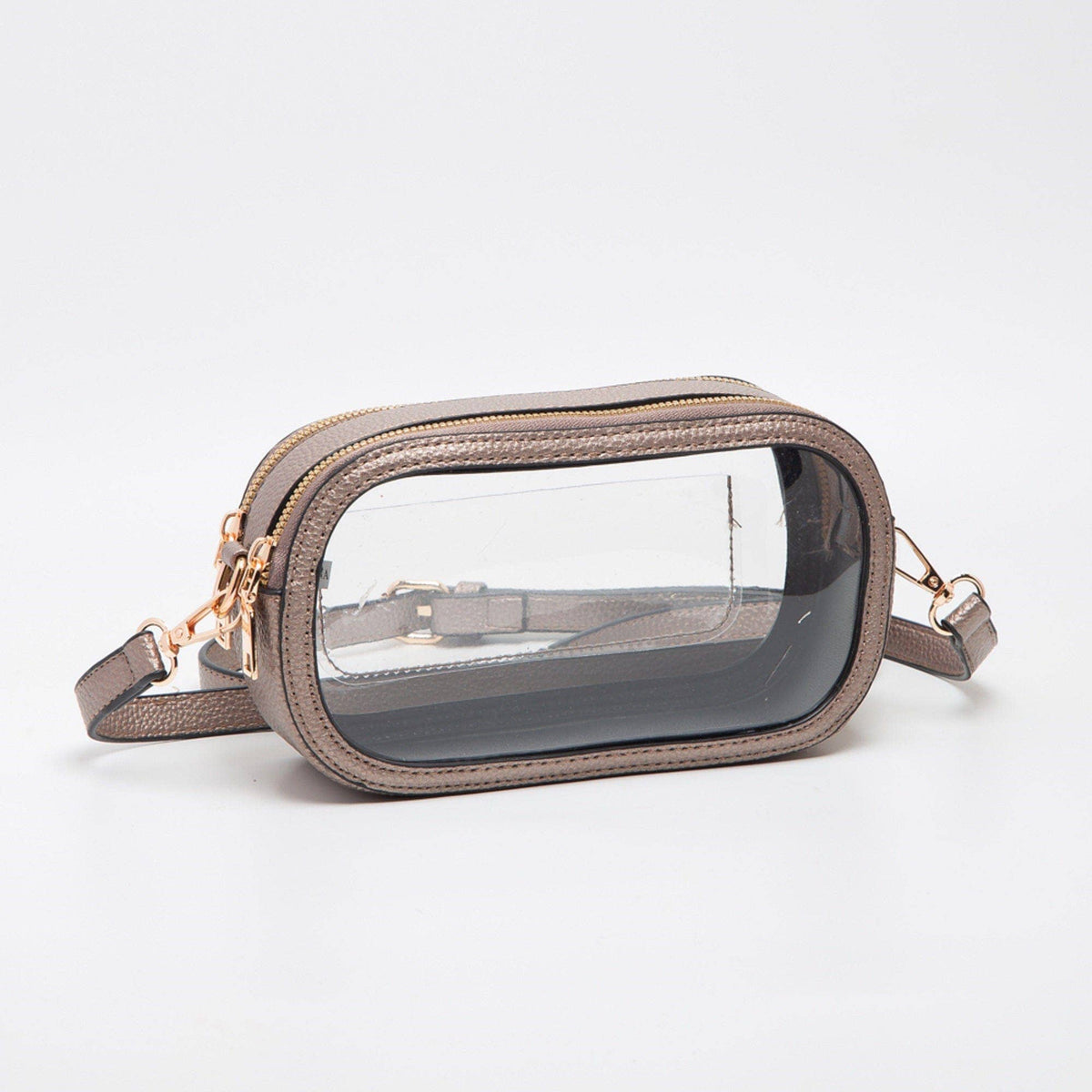 TG10552 Double Zipper Oval Clear Gameday/Stadium Bag: Tan