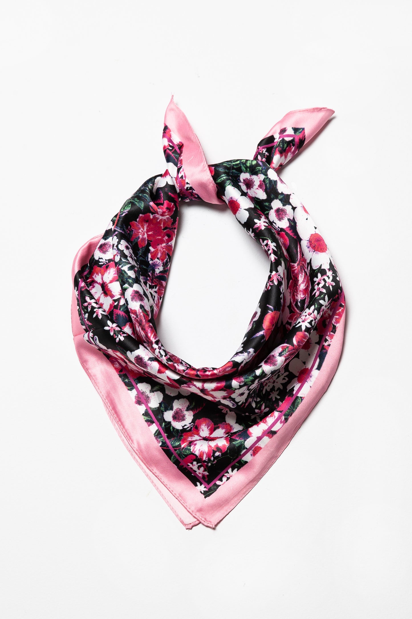 pink flower print bandana scarf